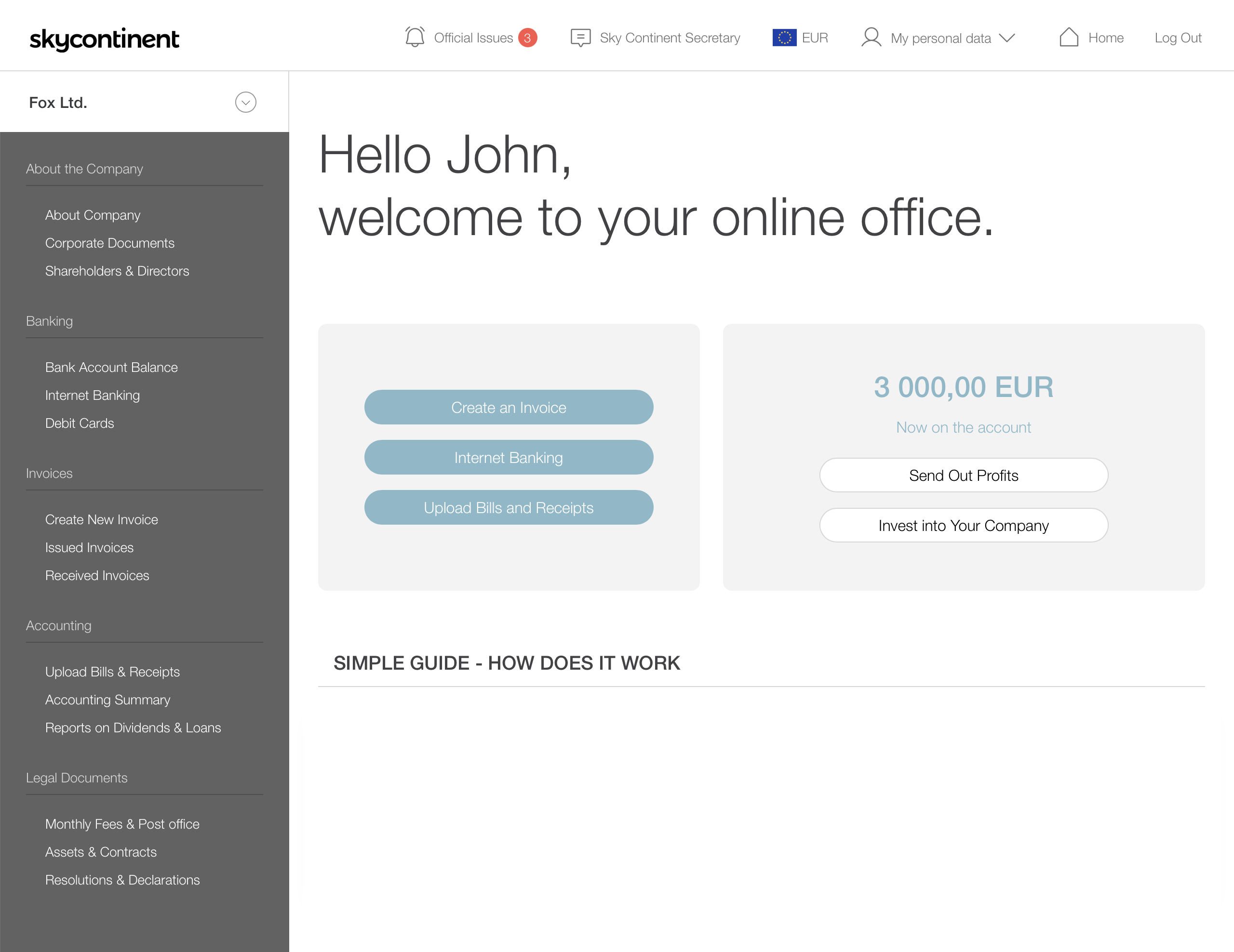 Sky Continent online office preview